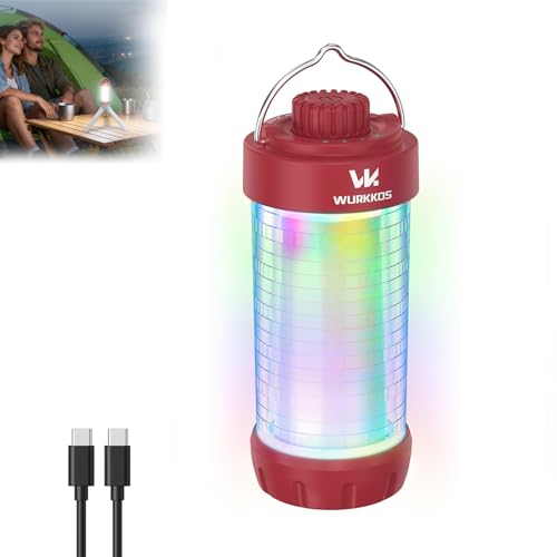 Wurkkos CL01 Camping Lantern Rechargeable, 550LM Camping Light with Magnet Base, RGB Light, Stepless Dimming, Up to 300H Runtime, Led Lantern for Power Outages, Hurricane, Camping, Red, Best Gift - color: Red