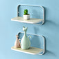 WELLAND Arlington Floating Shelves Set of 2 | Folding Display Wall Shelves | Walnut Grain Wooden Board & Metal Frame | 12" W x 5" D x 7" H | White (Upgraded) - color: White+wood Grain