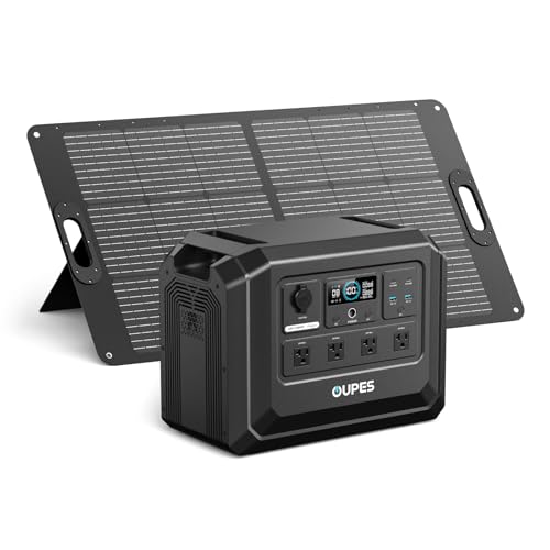 OUPES 2000W Solar Generator Mega 1 Lite with 100W Solar Panel, 1024Wh LiFePO4 Portable Power Station, 0-100% AC Charge in 46 Mins, 140W PD, Solar Kit for Outdoor Camping, Hiking, Tailgating, Emergency - style: MG1 Lite+100W Panel