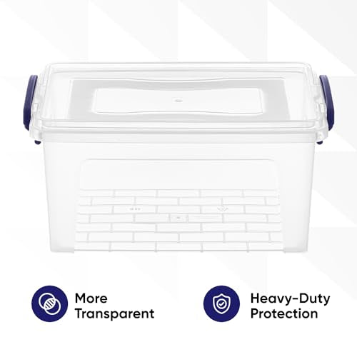 Superio Clear Plastic Storage Bin with Lid, 3.5 Qt, Non-Toxic, BPA Free, Odor Free, Organizer Storage Box, Stackable Plastic Tote for Home, Garage, School, and Office, X-Small - size: 9.75" x 6.6" x 4.75"