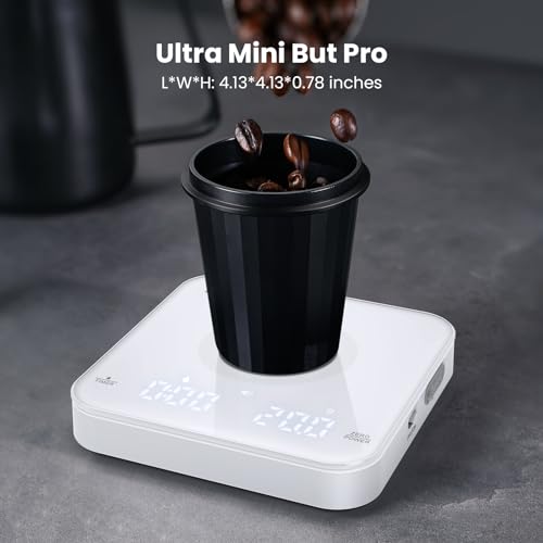Maestri House S2 Espresso Coffee Scale with Timer, USB-C Rechargeable 2kg/0.1g Precision Shot Scale, Digital Scale for Espresso Brewing(White) - color: White