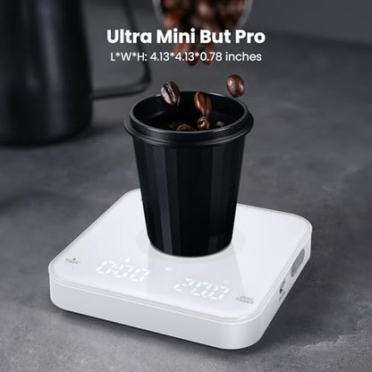 Maestri House S2 Espresso Coffee Scale with Timer, USB-C Rechargeable 2kg/0.1g Precision Shot Scale, Digital Scale for Espresso Brewing(White) - color: White