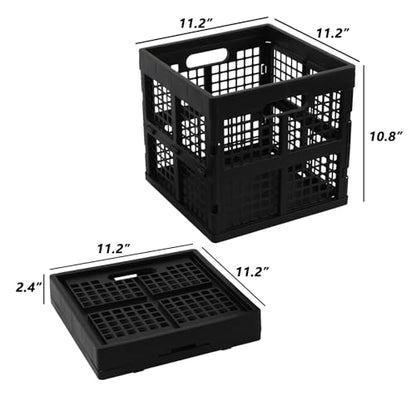 18 L Collapsible Storage Crates, Square Plastic Crates, Black, 3 Pack