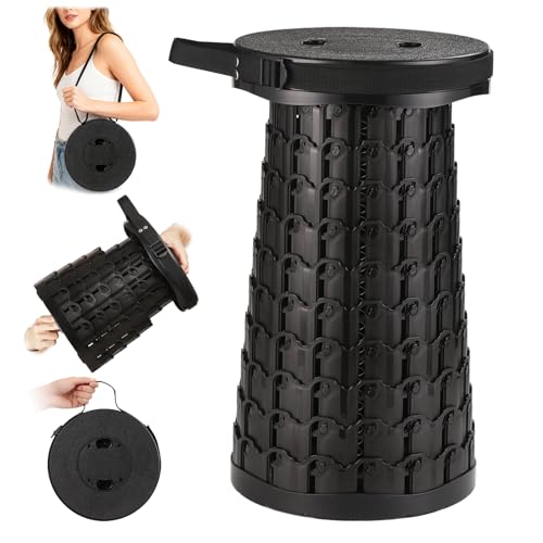 Spisces 2026 Heavy Duty Collapsible Stool | 600lbs Capacity, 18-in Tall Lightweight 2.6lbs Portable Retractable Telescoping Stool for Adults, Camping Fishing Hiking Travel BBQ - size: 18"(H)*10.2"(W)