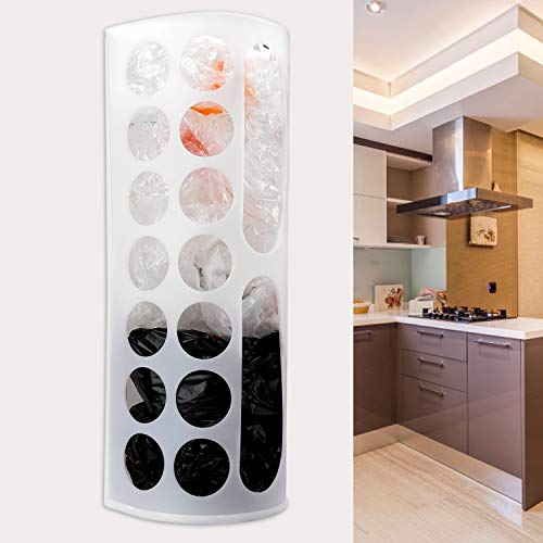 Lunies Grocery Bag Holder - Wall Mount Hanging Trash Bag Organizer for Kitchen (Large Capacity, 2-pack) - color: White 2 Pack