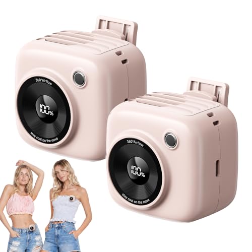 Portable Waist Fan, Rechargeable Wearable Fan w/ LED Display, 3 Speeds, 3000mAh Battery, 10H Runtime, Mini Turbo Airflow, Clip on Belt/Shirt/Hat,Travel Essentials Gift for Women,Makeup,Concert -2 PACK - color: Pink, size: 2-Pack