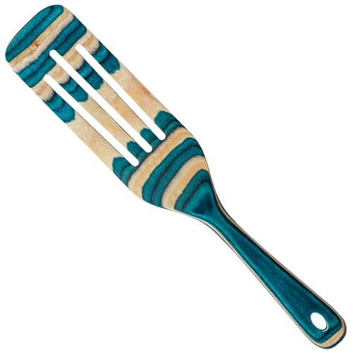 Baltique Mykonos 13 Inch Wooden Slotted Spurtle Spatula – Colorful Layered Birch Cooking Utensil for Stirring, Mixing & Serving