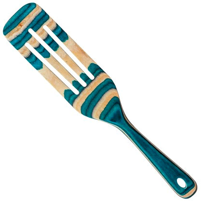 Baltique Mykonos 13 Inch Wooden Slotted Spurtle Spatula – Colorful Layered Birch Cooking Utensil for Stirring, Mixing & Serving