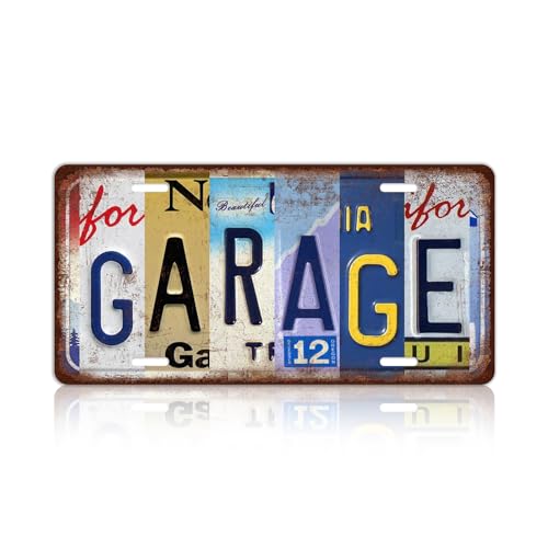 Vintage Garage Metal Tin Sign License Plate Wall Decor 12 x 6 Inches - color: Plate-02
