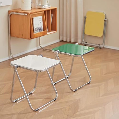 16.2"×14.1" Acrylic Folding Side Table, Portable Lightweight End Table, Sturdy Metal Frame and No Assembly Required, Space-Saving Design for Living Room, Bedroom and Small Room, Pink - color: Pink