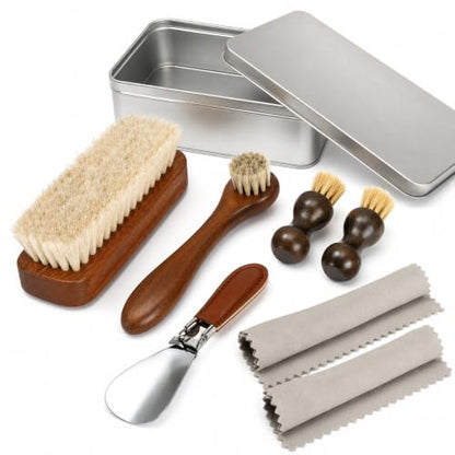 Polish Kit for Men & Women Shoe Polish Kit 3 Horsehair Brushes Black Neutral Mink Oil for Shoes Cleaning Shine Care