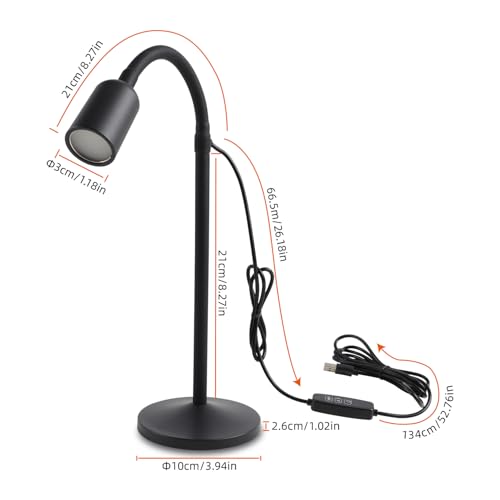 DAMI Small Desk Lamp with Flexible Gooseneck, USB Reading Light Nightstand with 3 Color Temperatures, Dimmable Eye-Caring Bedside Table Lamp for Home Office Bedroom Dorm RV - Black - color: Black