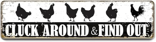 Look Around Sign Chicken Coop Sign Metal Sign Wall Decor Hanging Sign for Outdoor Nesting Box Feeder 16x4 inch - color: tin sign006, size: 4x16 inch