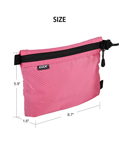 GOX Small Toiletry Bag for Men Bulk Cosmetic Bag Dopp Kit Carry On Zipper Pouch Organization Nylon Small Packing Sack Water Repellent - color: Pink