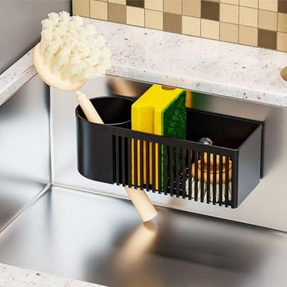 SUOXING Rustproof Sponge Holder for Kitchen Sink,2-in-1 Dish Wand Holder with Suction Cup and Adhesive for Scrub Brush,Scrubber,Dish Sponge,Spinge Holder,In Sink Organizer & Basket Accessories,Plastic - style: Inside Sink