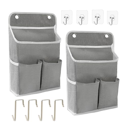 2-Pack Hanging Storage Organizer, Over The Door Hanging Bags/Wall Baskets Storage with Pockets for Home, RV, Office and More (2, Grey) - color: Grey 2pcs