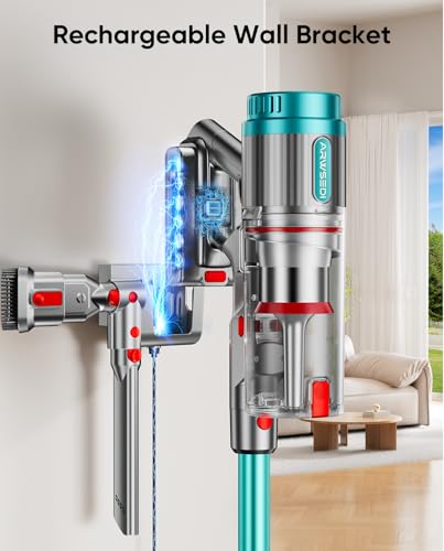 Cordless Vacuum Cleaner,80Mins 600W/50KPA Self-Standing Vacuum Cleaners for Home, Stick Vacuum with Anti-Tangle Brush,LED Screen,Rechargeable Vacuum for Floor/Carpet/Pet Hair