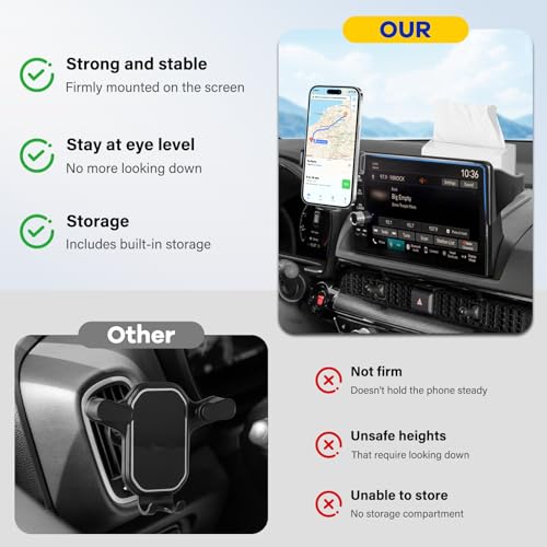 Car Phone Holder Compatible with Honda CRV CR-V 2023-2025 2026 7/9 inch Screen Cell Phone Mount with Dash Organizer Dash Storage Box 360° Rotation - size: 2023-2025 Honda-CRV 9-inch