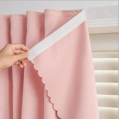 Self Adhesive Curtains - No Drilling, No Rod, Easy to Install Blackout Curtains for Window Blinds,Bedroom(Pink 35 * 59in-1P) - color: Pink, size: 35"W x 59"L (Pack of 1)