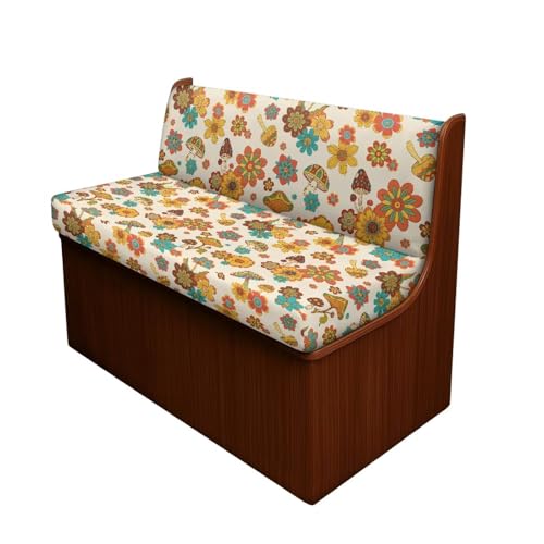 Fall Mushroom Floral RV Dinette Cushion Slipcovers Stretch Camper Booth Seats Replacement Cover RV Sofa Furniture Protector-Bench & Backrest Covers, 2Sets - color: Fall Mushroom Floral
