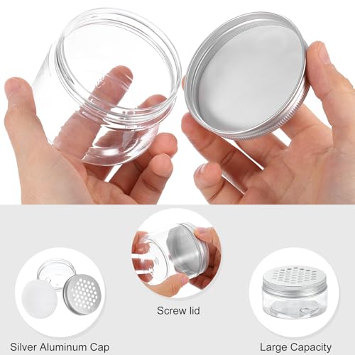HARFINGTON 8 Pcs Empty Scent Beads Storage Container 3oz/80ml Air Freshener Tins Round Refillable Spice Containers Plastic Jars Sample for Travel Storage - size: 80ml
