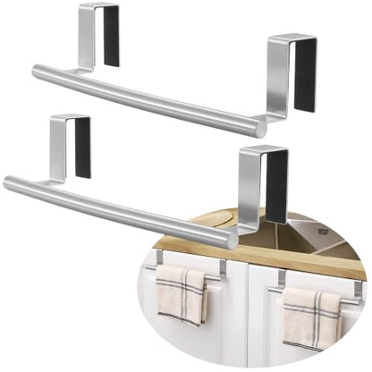 KES Over The Cabinet Door Towel Rack, Kitchen Towel Holder, Over The Cabinet Door Kitchen Towel Bar SUS304 Stainless Steel 2 Pack Brushed Finish, KTH200S26-2-P2 - color: Brushed Finish