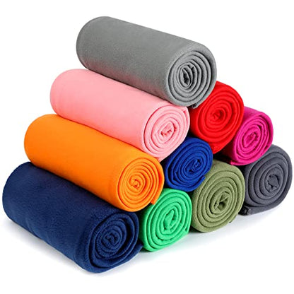 Oudain 10 Pcs Fleece Blanket Bulk 50 x 60 Inch Soft Lightweight Travel Throw Solid Colors Fleece Airplane Blanket for Pet Bed Couch Sofa Home Office Wedding Gifts Travel Camping