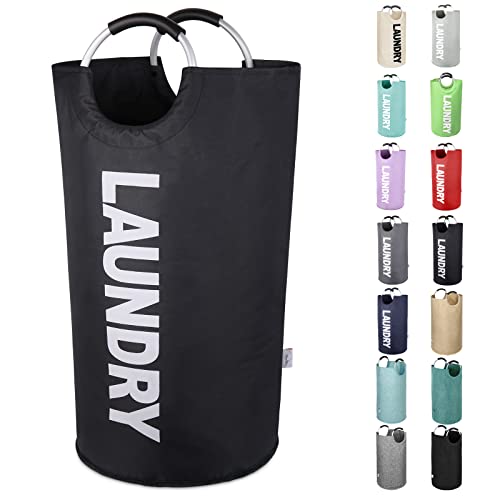 115L Large Laundry Hamper with Handles, Collapsible Laundry Basket, Tall Foldable Clothes Hamper Bag - Freestanding, Easy Carry, Durable – Black - color: Black, size: 115L