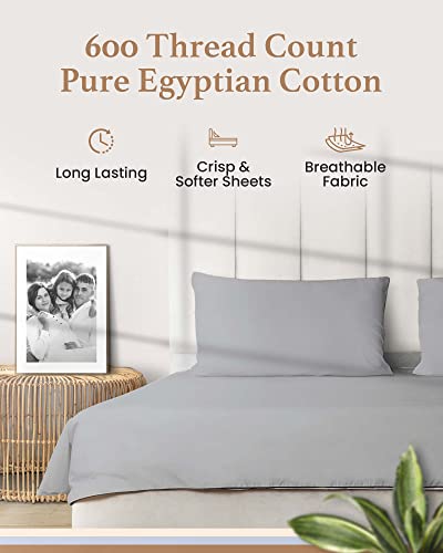 Good Sleep Bedding Luxurious 600 TC Light Gray RV King Sheets, 72 x 80, 100% Egyptian Cotton, 4 Piece Set, Ultra Soft Camping Sheets with 16" Deep Pockets - color: Light Gray, size: RV King (72 x 80)