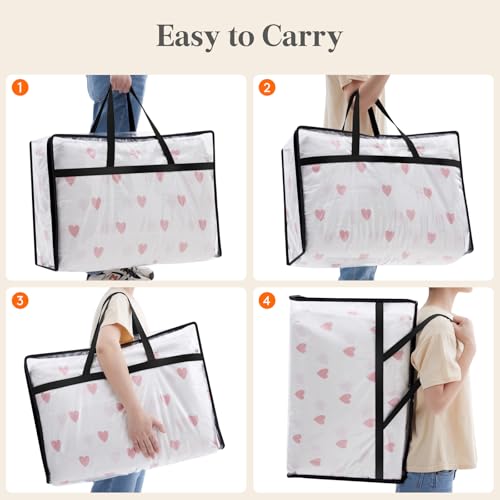 Lifewit 4 Pack Clear Clothes Storage Bags, 60L Plastic Blanket Storage Bag, Vinyl Foldable Moving Bags with Zipper, Closet Organizers and Storage Containers for Bedding, Duvet, Comforter - size: 60L