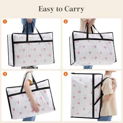 Lifewit 4 Pack Clear Clothes Storage Bags, 60L Plastic Blanket Storage Bag, Vinyl Foldable Moving Bags with Zipper, Closet Organizers and Storage Containers for Bedding, Duvet, Comforter - size: 60L