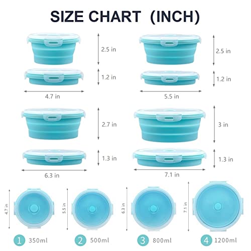 Collapsible Food Storage Containers, Collapsible Bowls with Lids for Camping Kitchen Stuff, RV Accessories for Inside Storage and Organization Camper Must Haves, Space Saving Silicone Bowls