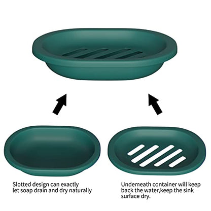 Topsky 2 Pcs Soap Dish for Shower, Double Layer Draining Soap Savers with Drip Tray - Dark Green - color: Dark Green
