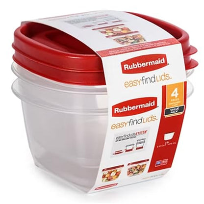 Rubbermaid Easy Find Lids Food Storage Containers, 2 Cup, Racer Red, 4-Piece Set - style: 2.0C/473ml 2 Pack