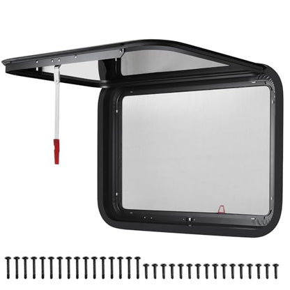 NOVINO RV Exit Window Replacement, 30" W x 22" H RV Emergency Window for Cargo Trailer Camper Travel Trailer Van with Screen&Trim Ring, Fit 1" or 1-1/2" Thick Wall,DOT Approved - size: 30"W x 22"H