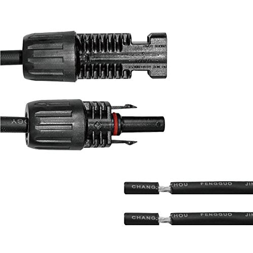 Renogy 10Ft 10AWG Solar Adaptor Wire Extension Cables with Female and Male Connector, 1 Pair, Black - size: 10FT10AWG