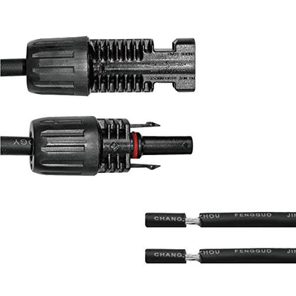 Renogy 10Ft 10AWG Solar Adaptor Wire Extension Cables with Female and Male Connector, 1 Pair, Black - size: 10FT10AWG