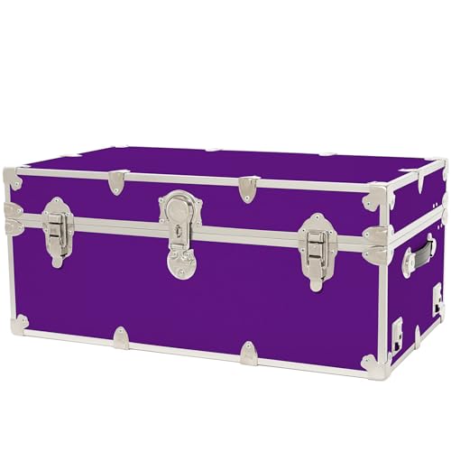Rhino Trunk & Case Classic Large Trunk - 32"x18"x14", 1500+ lbs Capacity - Many Colors, Soft-Close Lid. Strong, USA Made Summer Camp Footlocker and Secure College Dorm Storage Chest - color: Purple, size: 32" Without Wheels