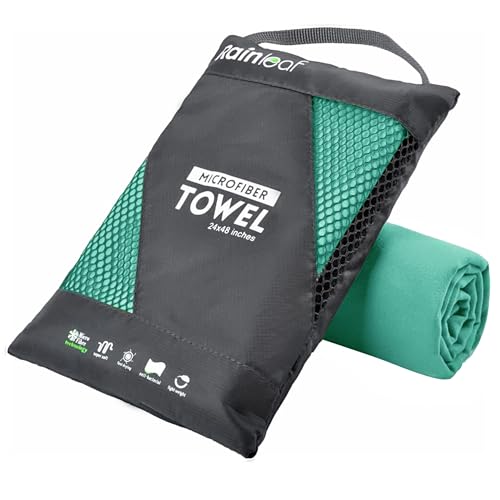 Rainleaf Microfiber Towel Perfect Travel & Gym & Camping Towel. Quick Dry - Super Absorbent - Ultra Compact - Lightweight. Suitable for Trip, Beach, Shower, Backpacking, Pool - color: Apple Green, size: 32.00" x 16.00"