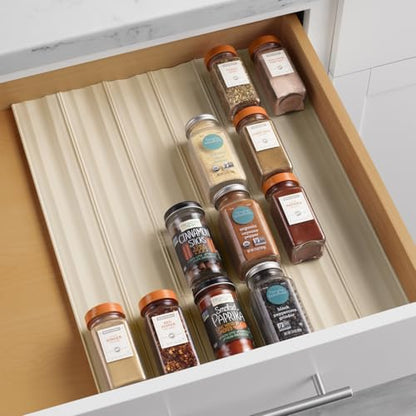 YouCopia SpiceLiner Adjustable Spice Drawer Liner, 10ft Roll, Sandstone, Seasoning and Spices Bottle Organizer Insert - color: Sandstone
