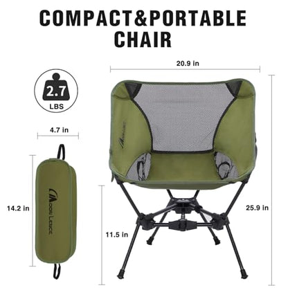 MOON LENCE Portable Camping Chair Backpacking Chair - The 4th Generation Ultralight Folding Chair - Compact, Lightweight Foldable Chairs for Hiking Mountaineering, Beach (Green-2Pack) - color: Green-2pack