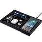 Valet Tray, Built in Wireless Charging Pad, Nightstand Organizer, Dresser Organizer, Mens Jewelry Box, Valet Charging Station, Faux Leather Valet Tray for Men and Women, (Black) - color: Black