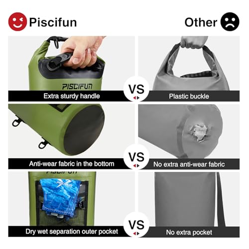 Piscifun Dry Bag, Waterproof Floating Backpack 10L/20L/30L/40L with Waterproof Phone Case for Boating, Kayaking, Fishing - color: Orange, style: 40l