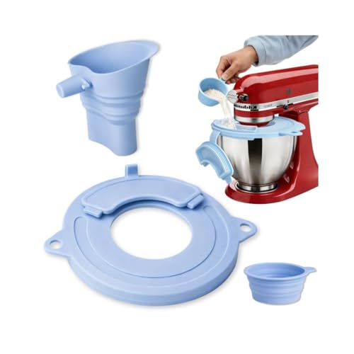 Silicone Splash Guard for 4.5-5 Qt Tilt-Head Stand Mixers – Mess-Free Pouring Shield with Ingredient Chute & Collapsible Funnel, Food-Grade BPA-Free Bowl Cover for Stainless Steel & Glass Bowls