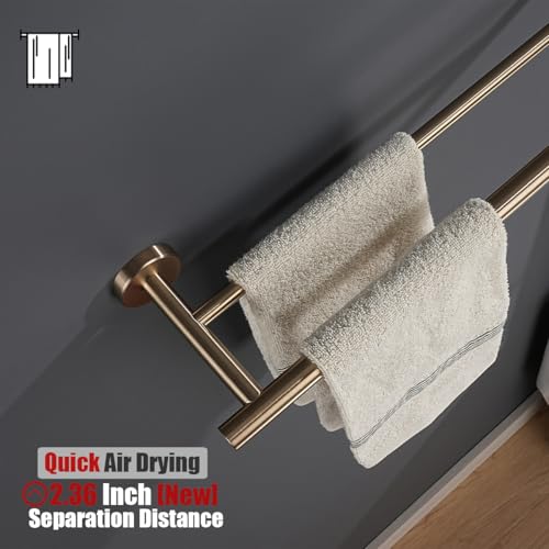 JQK Bathroom Hardware Set, 5-Piece Bath Accessories Set Champagne Bronze Wall Mount Includes 24 in Towel Bar, 9 in HT Bar, TP Holder, Towel Hook x 2, BAS105-CB - color: Champagne Bronze