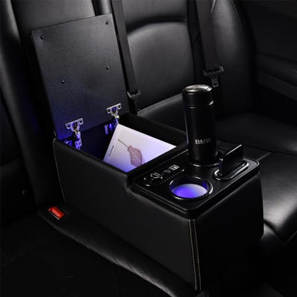 Coverado Car Center Console, Universal Rear Bench Seat Console, Back Seat Car Organizer, Automotive Center Console with Cup Holder & Phone Holder, Central Armrest Box (Update, Black) - color: Black, style: Update