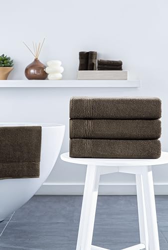 Ozdilek 4-Piece Bath Towels, 27x54, 100% Turkish Cotton, Luxury Quick Dry, Extra Large, Fade-Resistant, Eco-Friendly, Spa Towel, Comfortable (Chocolate Brown) - color: Chocolate Brown