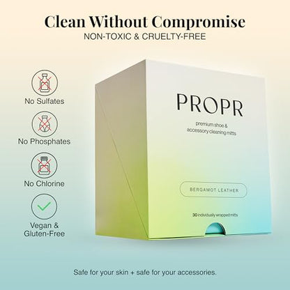 PROPR Premium Double Sided Shoe Cleaning Mitt – Individually Wrapped Travel Shoe Cleaner for Sneakers, Handbags & Leather - style: Monthly Essential