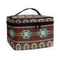 Travel Cosmetic Bag Aztec Brown Printed Multifunctional Makeup Organizer Bag for Ladies Teens Lightweight Makeup Pouch Plenty of Room - color: Aztec Brown
