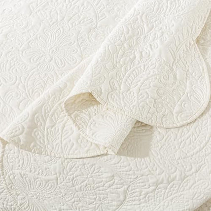 HoneiLife Oversized Queen Bedspreads 110x106- Queen Size Quilt Bedding Sets 3-Piece, Reversible Coverlets Lightweight Bedlinen Set for All Season Use-Beige - color: Beige, size: Oversized Queen-110"x106"
